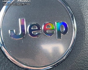 Holographic Chrome Jeep Steering Wheel  Sticker Decal, Wrangler JK, JL, Gladiator, Renegade, Grand Cherokee, Compass, Patriot