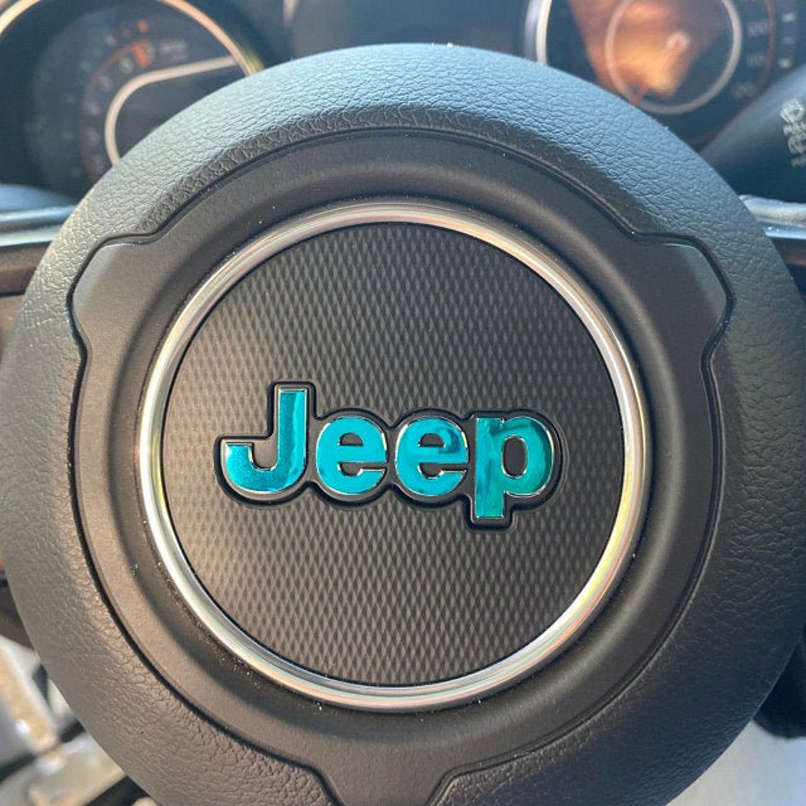 Steering Wheel Chrome Jeep Emblem Sticker Decal Wrangler JK Etsy
