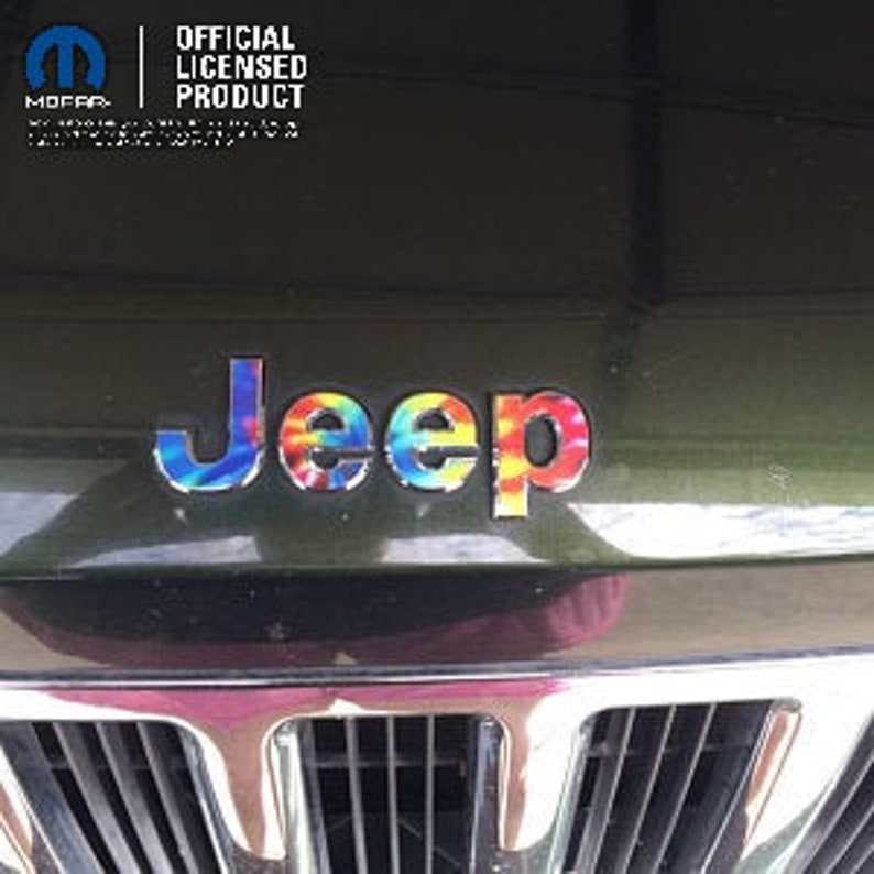 Jeep Tie Dye Decal Emblem Decal, Wrangler JK TJ JL, Gladiator, Renegade, Cherokee, Grand Cherokee, Compass, Liberty, Patriot, Sticker image 3