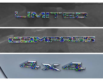 2017-2026 Jeep Compass Emblem Overlay Dekaler - Paljett Holografisk Vinyl, Limited, 4x4, Compass MP
