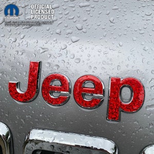 Holografiska paljetter Jeep emblem klistermärke dekal, Wrangler JK, TJ, JL, Gladiator, Renegade, Cherokee, Grand Cherokee, Compass, Liberty, Patriot bild 2
