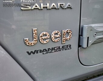 Adesivo con emblema Jeep con stampa animalier, compatibile con Wrangler JK, TJ, JL, Gladiator, Renegade, Cherokee, Grand Cherokee, Compass, Liberty, Patriot