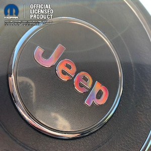 Holographic Chrome Jeep Steering Wheel  Sticker Decal, Wrangler JK, JL, Gladiator, Renegade, Grand Cherokee, Compass, Patriot