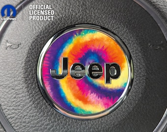 Tie Dye Jeep Steering Wheel Circle Decal, Wrangler JK TJ JL Gladiator Renegade, Cherokee, Grand Cherokee, Compass, Liberty, Patriot, Sticker