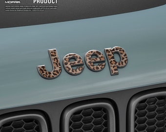 Sticker jeep-embleem met luipaardprint: Renegade 2015-2023 overlay