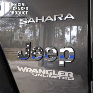 jeep dünne blaue Linie Aufkleber Emblem Aufkleber, Wrangler JK TJ JL, Gladiator, Renegade, Cherokee, Grand Cherokee, Kompass, Liberty, Patriot, Aufkleber
