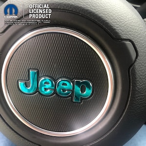 Steering Wheel Chrome Jeep Emblem Sticker Decal, Wrangler JK, JL, Gladiator, Renegade, Grand Cherokee, Compass, Patriot, Liberty