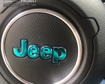 Chrome Jeep Steering Wheel  Decal: Wrangler, Grand Cherokee, Gladiator