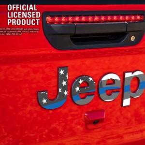 Thin Blue Line Decal Emblem, Jeep Wrangler JK TJ JL, Gladiator, Renegade, Cherokee, Grand Cherokee, Compass, American Flag, Sticker