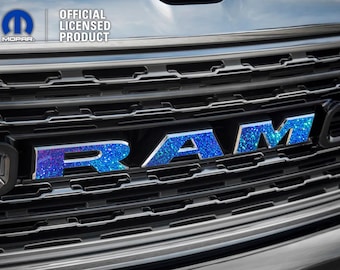Lentejuelas holográficas (2019-2026) - Emblema de rejilla y portón trasero para RAM 1500 / Big Horn / Laramie / Limited / Longhorn / Rebel / Tradesman