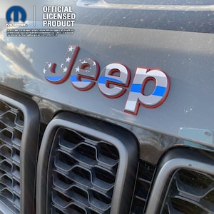 Jeep dünne blaue Linie Aufkleber Emblem Aufkleber, Wrangler JK TJ JL, Gladiator, Renegade, Cherokee, Grand Cherokee, Kompass, amerikanische Flagge, Aufkleber