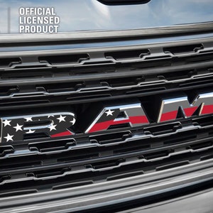 2019-2025 RAM 1500 Thin Red Line Grille Tailgate  Decal Flag Emblem Decal | Big Horn, Laramie, Limited, Longhorn, Rebel, TRX, Rebel