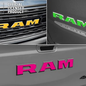 2019-2026 RAM 1500 Custom Color  Grille Tailgate Emblem Overlay Decal | Big Horn | Laramie | Limited | Longhorn | Rebel | Tradesman Sticker