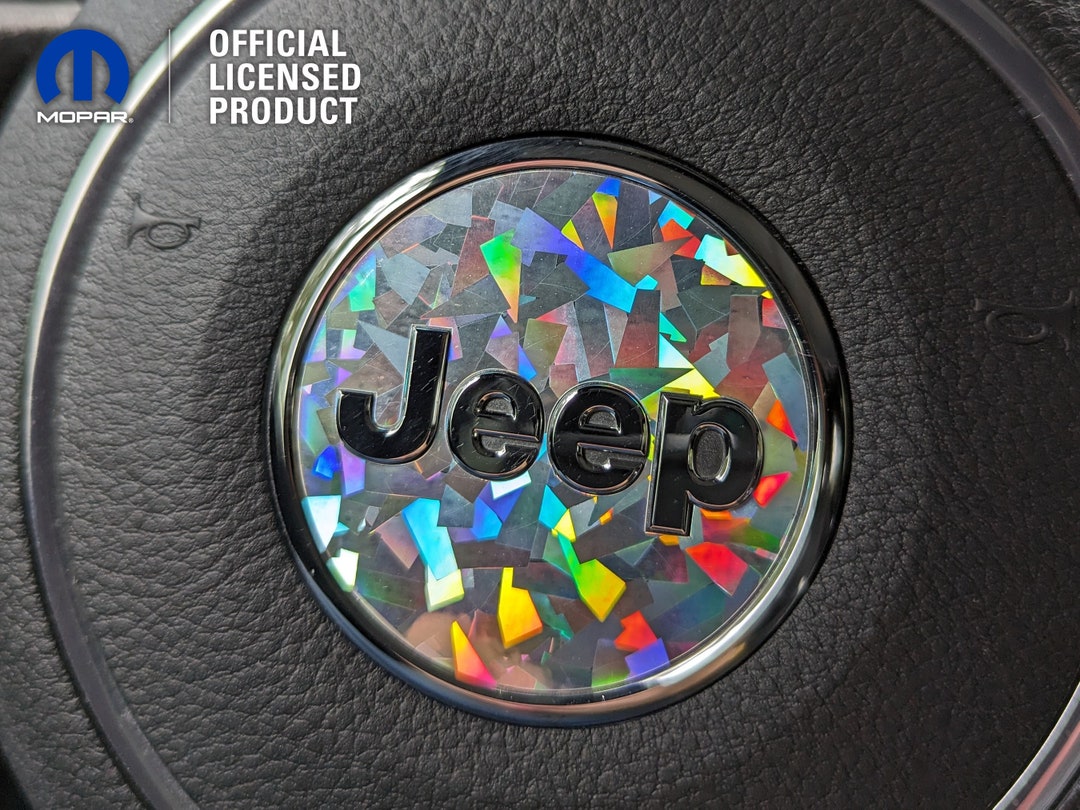 Steering Wheel Circle Crystal Holographic Jeep Emblem Sticker Decal