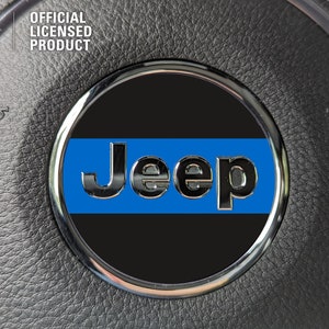 Solid Thin Blue Line Jeep Steering Wheel Circle Sticker Decal, Wrangler JK, TJ, JL, Gladiator, Renegade, Cherokee, Grand Cherokee, Compass