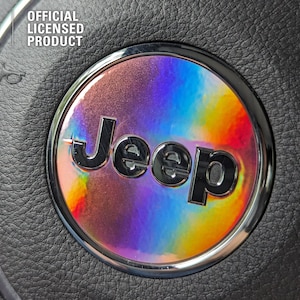 Holographic Chrome Jeep Steering Wheel Circle Sticker Decal, Wrangler JK, JL, Gladiator, Renegade, Grand Cherokee, Compass, Patriot