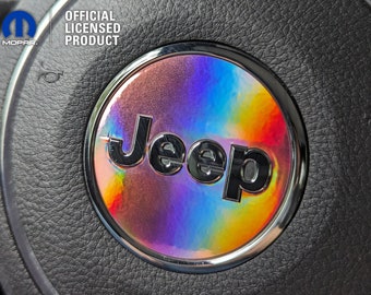 Holographic Chrome Jeep Steering Wheel Circle Sticker Decal, Wrangler JK, JL, Gladiator, Renegade, Grand Cherokee, Compass, Patriot