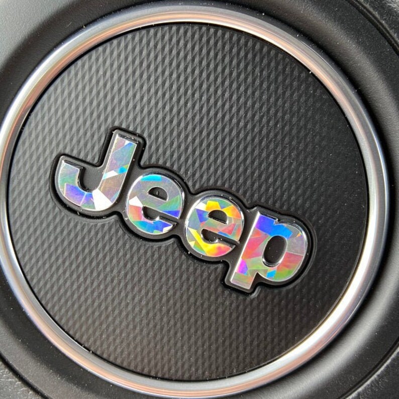 Steering Wheel Crystal Holographic Jeep Emblem Sticker Decal Etsy