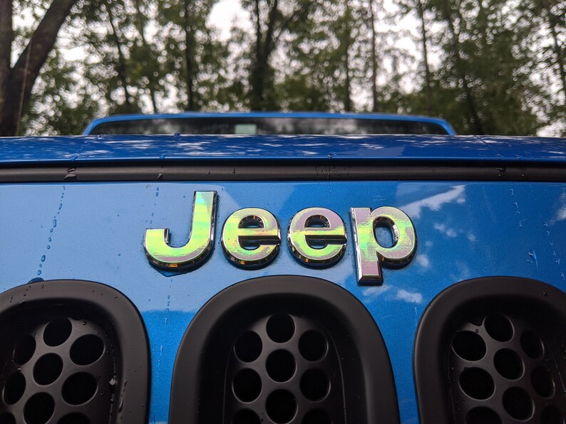 Holographic Chrome Jeep Mirror Glitter Decal Emblem Overlay Etsy