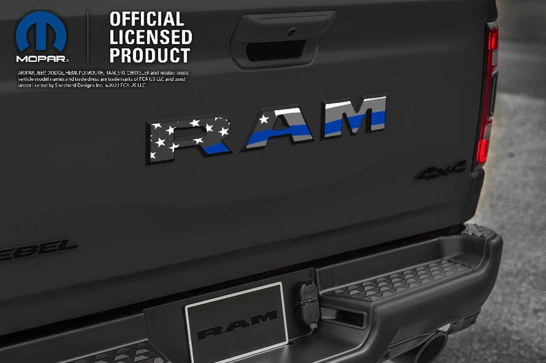 RAM 1500 Thin Blue Line Flag Decal Sticker Tailgate