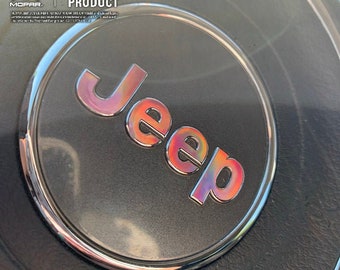Holographic Chrome Jeep Steering Wheel  Sticker Decal, Wrangler JK, JL, Gladiator, Renegade, Grand Cherokee, Compass, Patriot