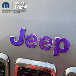 Holographic Sequins Jeep Emblem Sticker Decal, Wrangler JK, TJ, JL, Gladiator, Renegade, Cherokee, Grand Cherokee, Compass, Liberty, Patriot