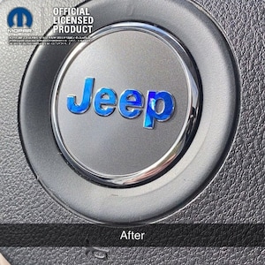 Steering Wheel Crystal Holographic Jeep Emblem Sticker Decal, Wrangler JK, JL, Gladiator, Renegade, Grand Cherokee, Compass, Patriot