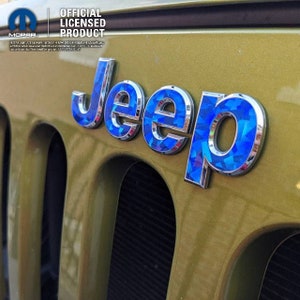 Holografisch kristal - Jeep Wrangler JK JKU Grill embleem overlay sticker sticker kristal glitter | Sahara, commandant, vrijheid