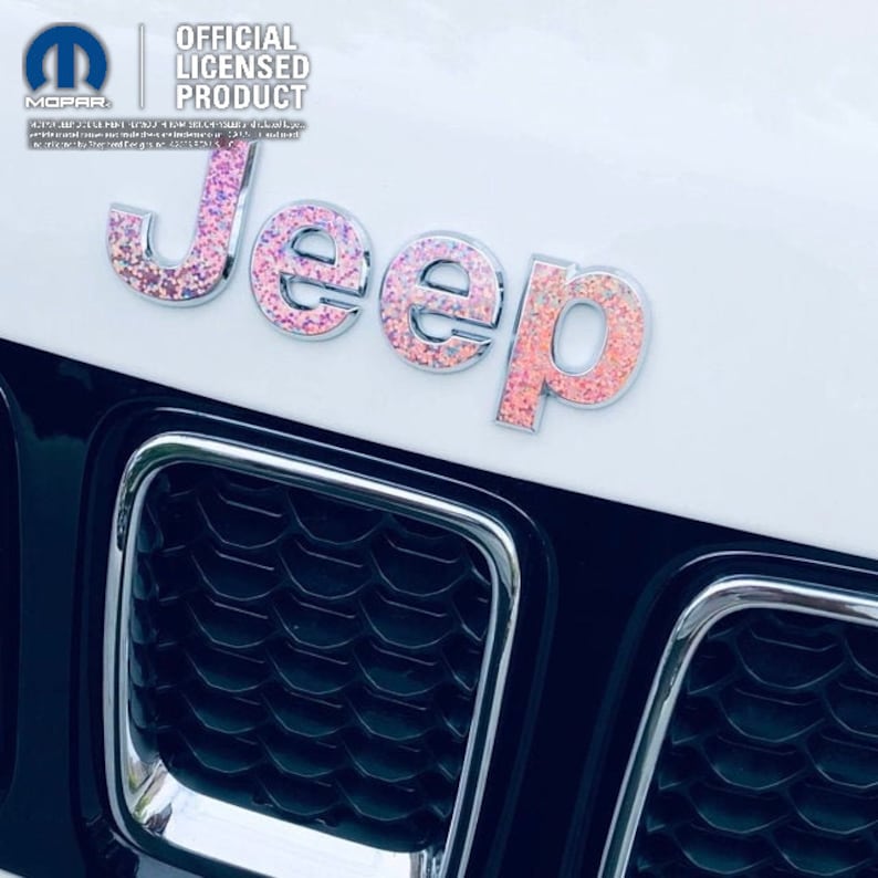 Holografiska paljetter Jeep emblem klistermärke dekal, Wrangler JK, TJ, JL, Gladiator, Renegade, Cherokee, Grand Cherokee, Compass, Liberty, Patriot bild 6