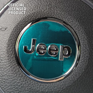 Steering Wheel Circle Chrome Jeep Emblem Sticker Decal, Wrangler JK, JL, Gladiator, Renegade, Grand Cherokee, Compass, Patriot, Liberty