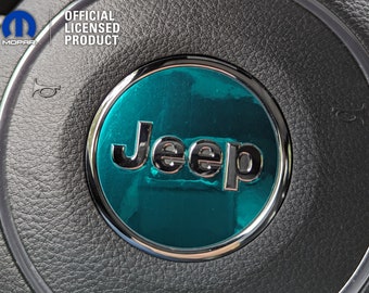 Steering Wheel Circle Chrome Jeep  Sticker Decal, Wrangler JK, JL, Gladiator, Renegade, Grand Cherokee, Compass, Patriot, Liberty