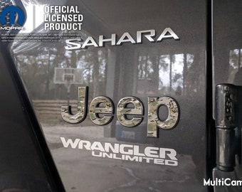 Camo Jeep Emblem Sticker Decal, Wrangler JK, TJ, JL, Gladiator, Renegade, Cherokee, Grand Cherokee, Compass, Liberty, Patriot, Camouflage