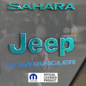 Holographic Sequins Jeep Emblem Sticker Decal, Wrangler JK, TJ, JL, Gladiator, Renegade, Cherokee, Grand Cherokee, Compass, Liberty, Patriot