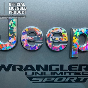 Holographic Crystal Jeep Emblem Sticker Decal, Wrangler JK, TJ, JL, Gladiator, Renegade, Cherokee, Grand Cherokee, Compass, Liberty, Patriot