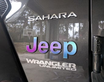 Unicorn Chrome Jeep Emblem Sticker Decal, Wrangler JK, TJ, JL, Gladiator, Renegade, Cherokee, Grand Cherokee, Compass, Liberty, Patriot