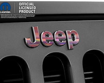 Holographic Chrome Jeep Emblem Sticker Decal, Wrangler JK, TJ, JL, Gladiator, Renegade, Cherokee, Grand Cherokee, Compass, Liberty, Patriot