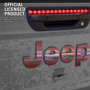 Holografisch Chrom - Wrangler JL 2018 2019 2021 Spiegel Chrom Aufkleber Fender Emblem Overlay | Sahara, JLU, Unlimited, Rubicon, Gladiator