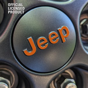 Custom Jeep Wheel Center Cap Decal: Wrangler,  Grand Cherokee, Gladiator (Pack of 5)