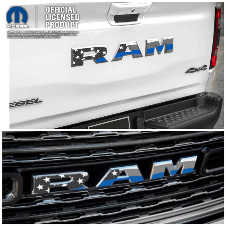 RAM 1500 Thin Blue Line Flag Decal Sticker