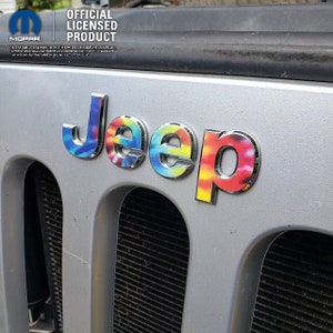 Jeep Tie Dye Decal Emblem Decal, Wrangler JK TJ JL, Gladiator, Renegade, Cherokee, Grand Cherokee, Compass, Liberty, Patriot, Sticker image 4