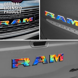 2019-2025 RAM 1500 Decal Grille Tailgate Tie Dye | Decal Sticker | Big Horn | Laramie | Limited | Longhorn | Rebel Tradesman Emblem Overlay