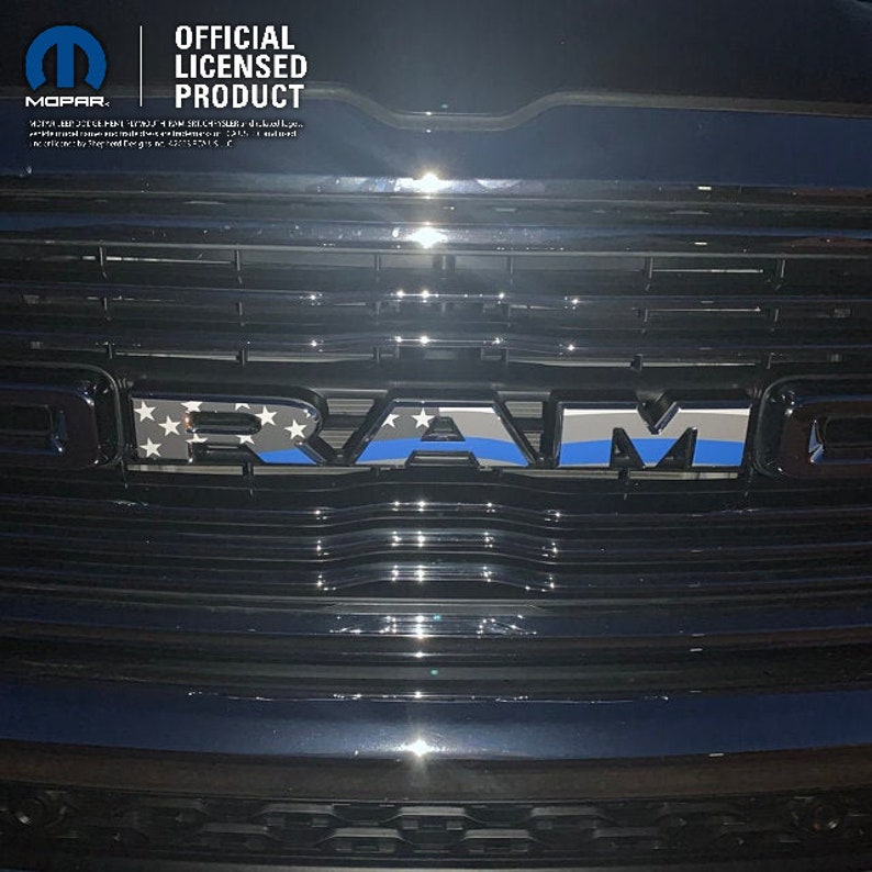 RAM 1500 Thin Blue Line Flag Decal Sticker Grille