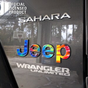 Jeep Tie Dye Decal Emblem Decal, Wrangler JK TJ JL, Gladiator, Renegade, Cherokee, Grand Cherokee, Compass, Liberty, Patriot, Sticker image 2