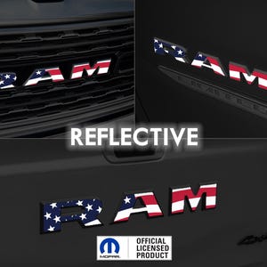 2019-2025 RAM 1500 REFLECTIVE American Flag Decal Grille Tailgate | USA | Decal Sticker | Big Horn, Laramie, Limited, Longhorn, Rebel
