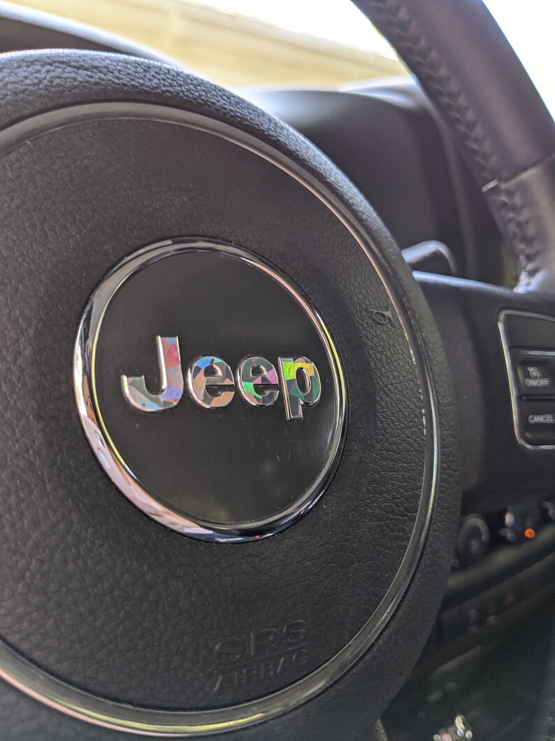 Steering Wheel Crystal Holographic Jeep Emblem Sticker Decal Etsy
