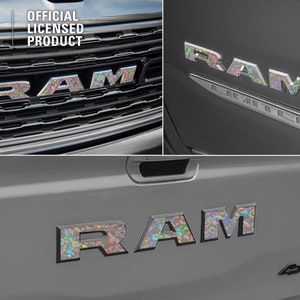 2019-2025 Crystal Holographic -  RAM 1500 Grille Tailgate Emblem Decal Overlay | Big Horn | Laramie | Limited | Longhorn | Rebel | Tradesman