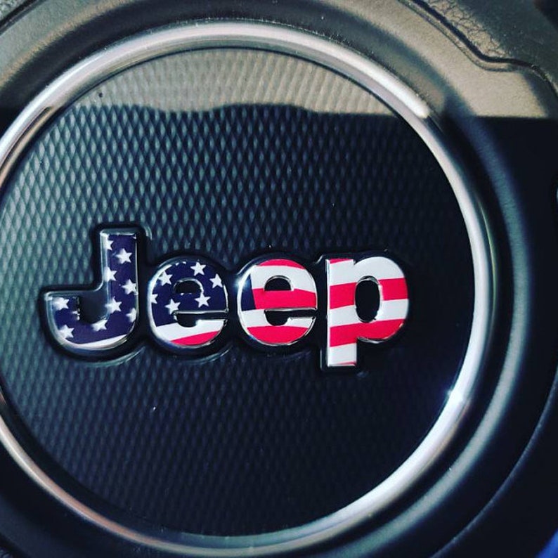 Steering Wheel Flag Decal USA Jeep Emblem Sticker Decal Etsy