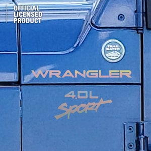 May include: A blue Jeep Wrangler with a "Trail Rated" badge and "4.0L Sport" decals. The Jeep is a licensed product.