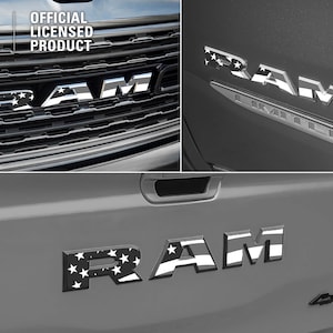 2019-2025 RAM 1500 American Flag Decal Grille Tailgate | USA | Decal Sticker | Big Horn, Laramie, Limited, Longhorn, Rebel, Tradesman, TRX