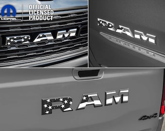 2019-2024 RAM 1500 American Flag Decal Grille Tailgate | USA | Decal Sticker | Big Horn, Laramie, Limited, Longhorn, Rebel, Tradesman, TRX